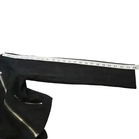 Vera & Lucy Tassel Faux Suede Black Moto Wing Collar Jacket Coat  Size M - Picture 9 of 13